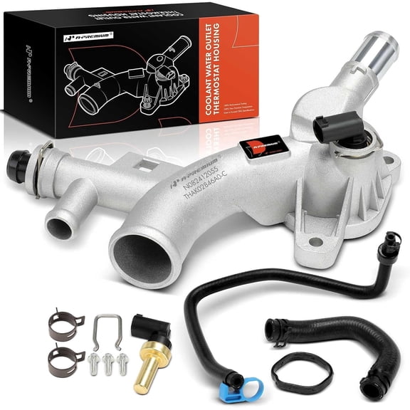 A-Premium Upgraded Aluminum Coolant Housing Water Outlet with Inlet Hose & Oil Cooler Hose Compatible with Chevy Cruze 11-15,Sonic 12-20, Trax 13-20 & Buick Encore 13-19 - L4 1.4L - Replace# 25193922