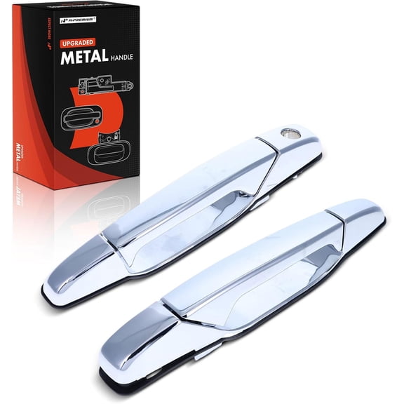 A-Premium Upgraded Metal Exterior Door Handles Compatible with Chevrolet Silverado 1500, Tahoe, Suburban, Avalanche & GMC Sierra 1500, Yukon & Cadillac Escalade, Chrome, 2-PC Set, Front Left & Right