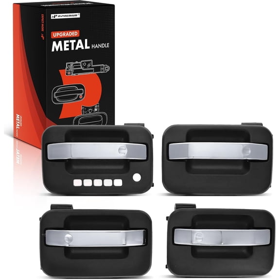 A-Premium Upgraded Metal Exterior Door Handles Compatible with Ford F-150 F150 2004-2022 & Lincoln Mark LT 2006-2008, Textured Black Housing with Chrome Lever, 4-PC Set, Front and Rear Side