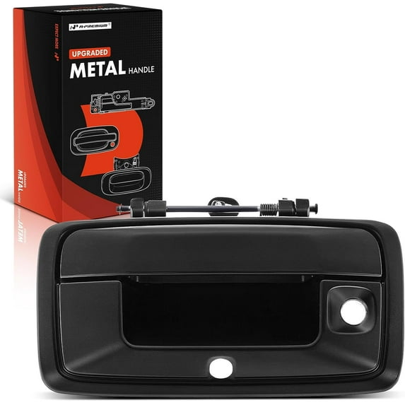 A-Premium Upgraded Metal Tailgate Handle Liftgate Latch Handle with Camera Hole & Keyhole Compatible with Chevrolet Colorado & GMC Canyon, 2015-2020, Primed Black, Replace# 23457650