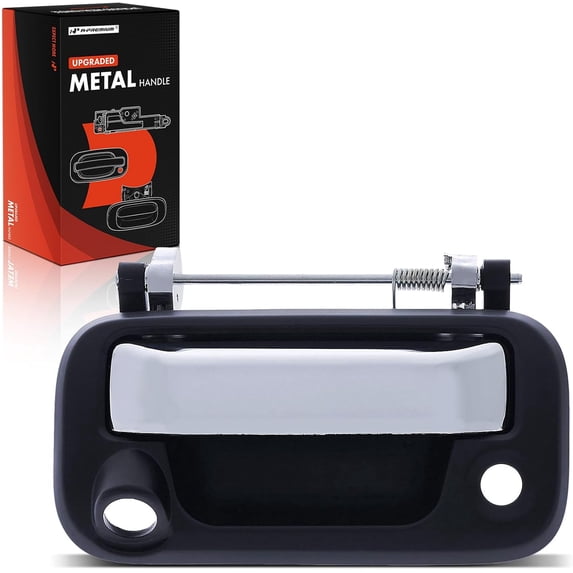 A-Premium Upgraded Metal Tailgate Handle Liftgate Latch Handle with Camera Hole & Keyhole Compatible with Ford F-150 2008-2014, Lobo 2008-2015 & Lincoln Mark LT 2008, Black Housing with Chrome Lever