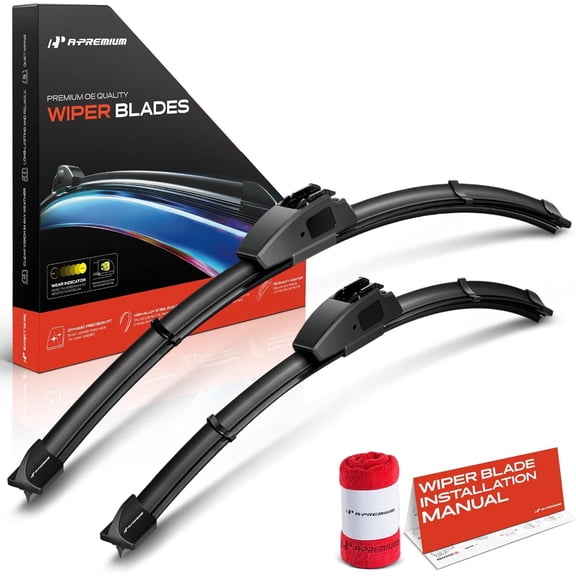 A-Premium Windshield Wiper Blades Compatible with Chevrolet Spark 2016-2022 - 24" and 14", Hook Connector, with Wear Indicator & Towel, Left and Right (Pack of 2)