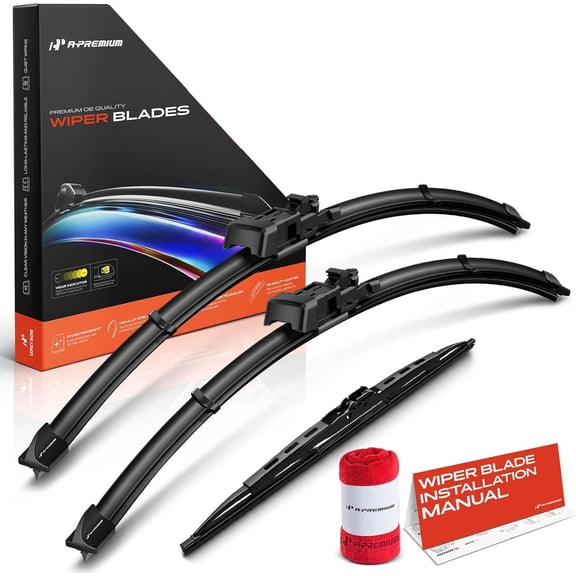 A-Premium Windshield Wiper Blades Compatible with Chevrolet Traverse 2009-2017 - Front Rear Wipers Blade Set for 24"/21"/13", TLP/Hook Arm Connector, with Wear Indicator & Towel (Pack of 3)