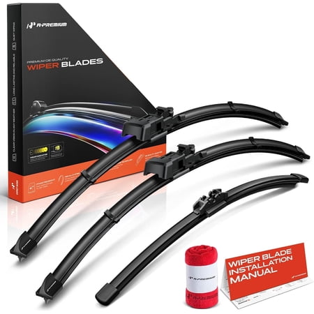 A-Premium Windshield Wiper Blades Compatible with Ford Bronco Sport 2021 2022 2023 2024 - Front Rear Wipers Blade Set for 23"/21"/8", TLP/FR_DH Arm Connector, with Wear Indicator & Towel (Pack of 3)