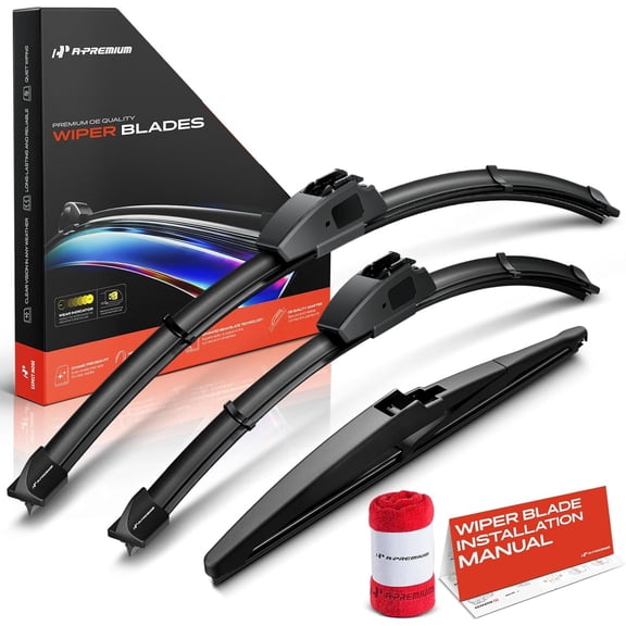 A-Premium Windshield Wiper Blades Compatible with GMC Terrain 2022 2023 2024 - Front Rear Wipers Blade Set for 24"/18"/11", Hook/RL2 with rib Arm Connector, with Wear Indicator & Towel (Pack of 3)