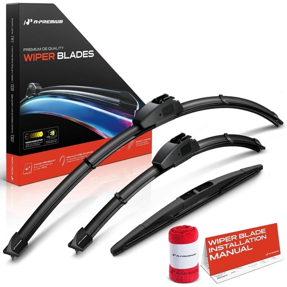 A-Premium Windshield Wiper Blades Compatible with Honda CR-V 2017-2022 - Front Rear Wipers Blade Set for 26"/17"/12", Hook/RL3 Arm Connector, with Wear Indicator & Towel (Pack of 3)