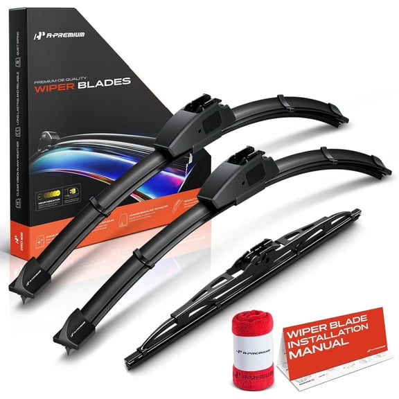 A-Premium Windshield Wiper Blades Compatible with Hummer H3 2006 2007 2008 2009 2010 - Front Rear Wipers Blade Set for 17"/16"/11", Hook/Hook Arm Connector, with Wear Indicator & Towel (Pack of 3)