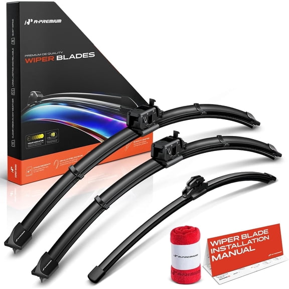 A-Premium Windshield Wiper Blades Compatible with Mercedes-Benz EQB 250+, EQB 350, GLB250, GLB35 AMG - Front Rear Wipers Blade for 24"/21"/11", MB/FR_DA, with Wear Indicator & Towel (Pack of 3)