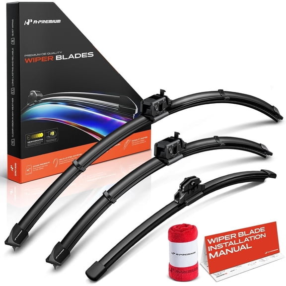 A-Premium Windshield Wiper Blades Compatible with Mercedes-Benz GLE350, GLE450, GLE580, GLE63 AMG, GLE450e - Front Rear Wipers Blade for 26"/22"/13", MB/FR_DA, with Wear Indicator & Towel (Pack of 3)