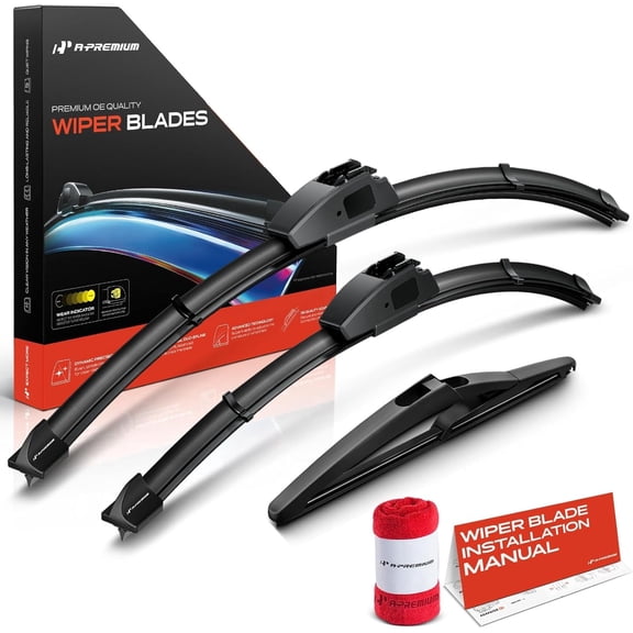 A-Premium Windshield Wiper Blades Compatible with Mini Cooper 2002-2024 - Front Rear Wipers Blade Set for 18"/19"/10", Hook/Snap Claw Arm Connector, with Wear Indicator & Towel (Pack of 3)