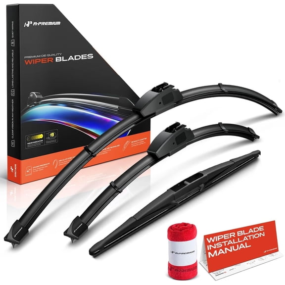 A-Premium Windshield Wiper Blades Compatible with Nissan LEAF 2018-2024 & Mazda CX-30 2020-2024 - Front Rear Wipers Blade Set for 26"/16"/14", Hook/RL3 Arm, with Wear Indicator & Towel (Pack of 3)