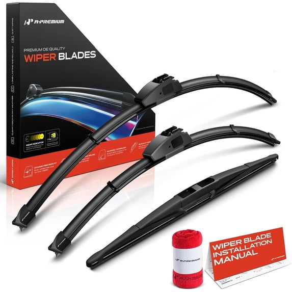 A-Premium Windshield Wiper Blades Compatible with Nissan Murano 2003 2004 2005 - Front Rear Wipers Blade Set for 26"/19"/14", Hook/RL3 Arm Connector, with Wear Indicator & Towel (Pack of 3)