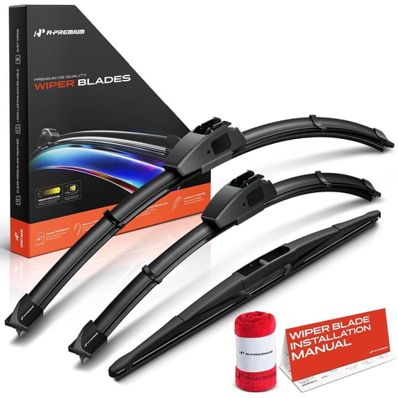 A-Premium Windshield Wiper Blades Compatible with Subaru Outback 2005-2009, Forester 2009-2013, Legacy - Front Rear Wipers Blade for 24"/18"/14", Hook/RL3, with Wear Indicator & Towel (Pack of 3)