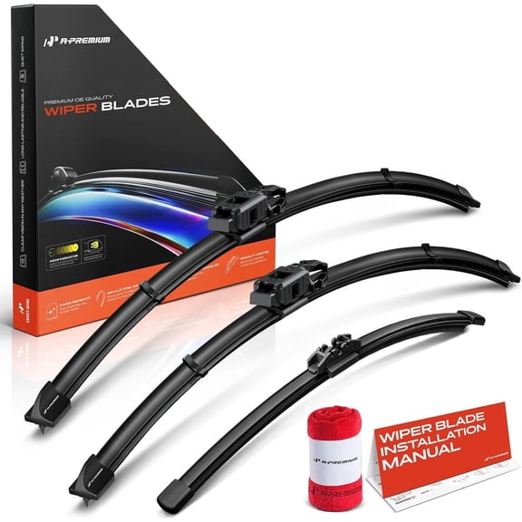 A-Premium Windshield Wiper Blades with Wear Indicator & Towel - Compatible with Mini Cooper Countryman 2017-2024 - Front Rear Wipers Blade Set for 23"/21"/9", Gen2V6/FR_DH Arm Connector, Pack of 3