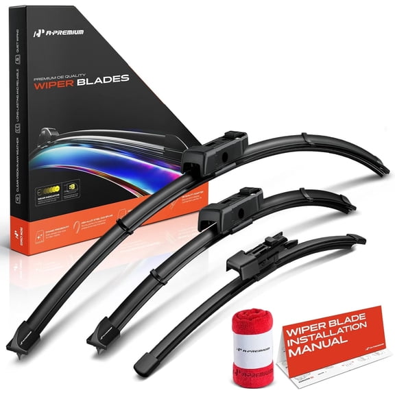 A-Premium Windshield Wiper Blades with Wear Indicator & Towel - Compatible with Volkswagen Taos 2021 2022 2023 2024 - Front Rear Wipers Blade Set for 26"/18"/11", TLPN/FR_2V Arm Connector, Pack of 3