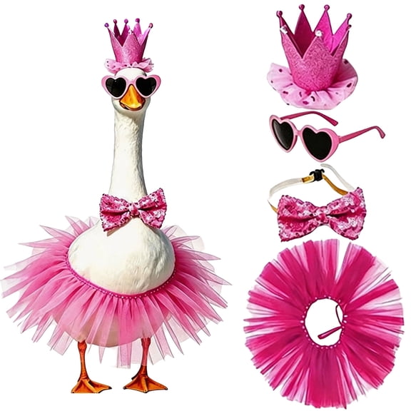 A Princess Goose Costumes Set Crowns Heart Sunglasses Bow Tutu Skirt For Porch Lawn Decor