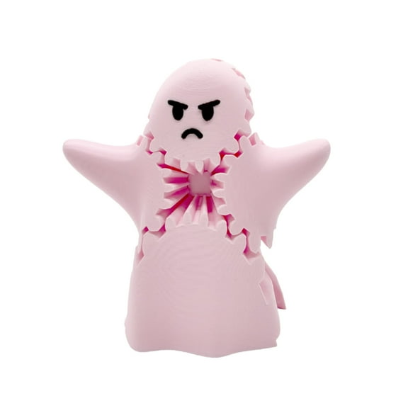 A Printed Ghost Gear Cube Toy - 3D Printed Cute Ghost Design With Rotating Gears For Fun And Collectible Play