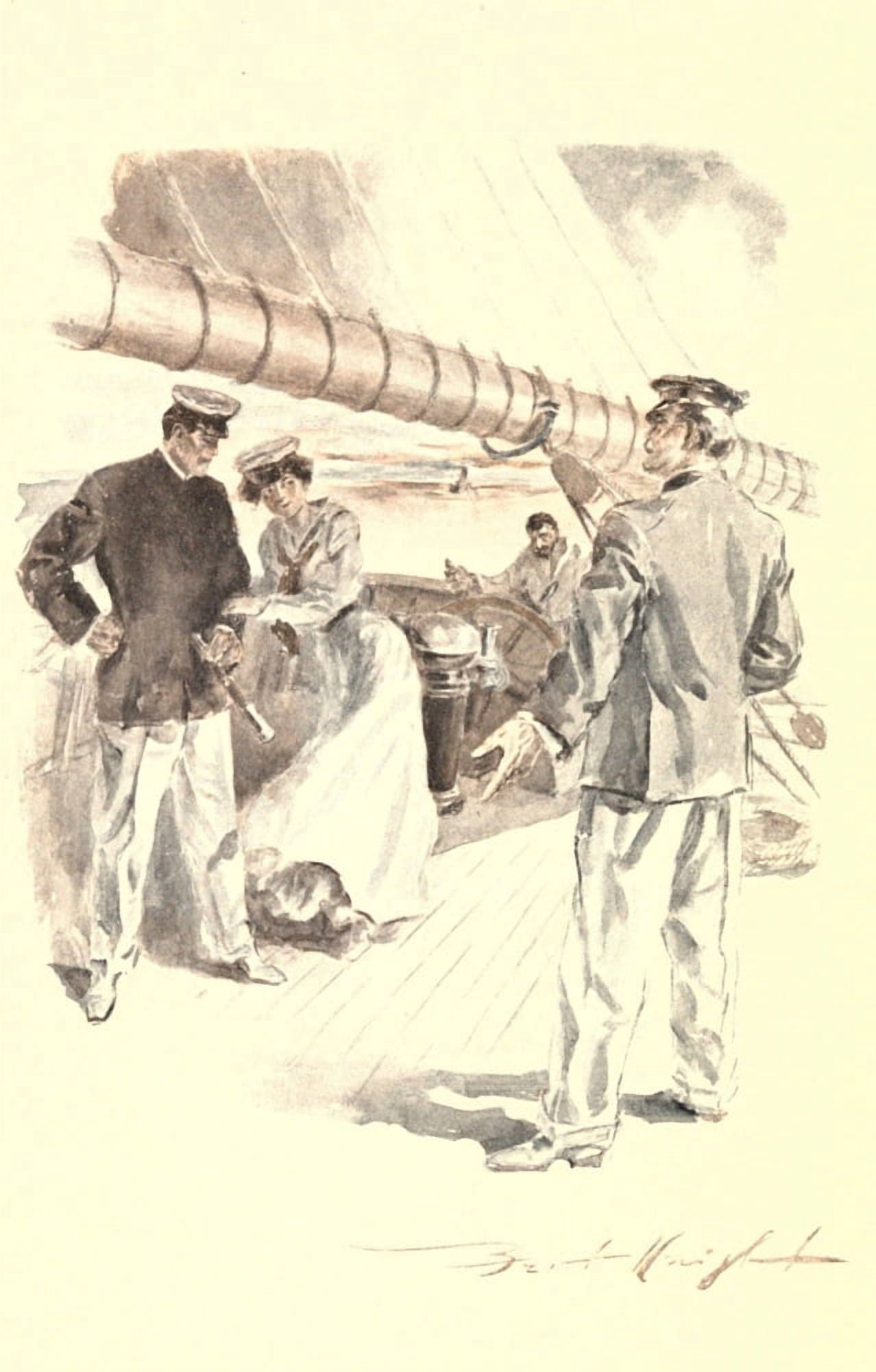 A Prisoner of the Sea c1908 On deck Canvas Art - Bert Knight (18 x 24)