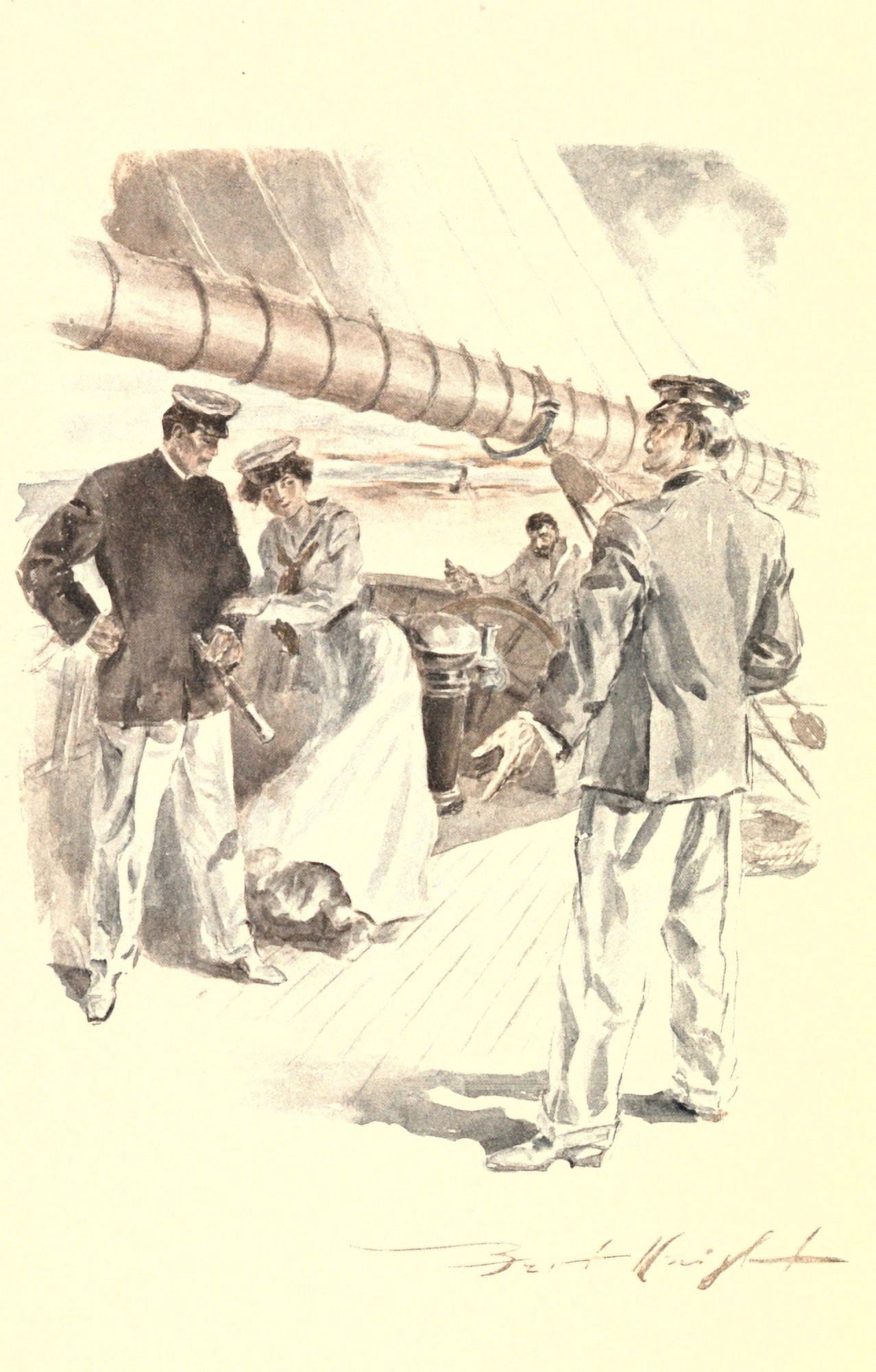 A Prisoner of the Sea c1908 On deck Canvas Art - Bert Knight (24 x 36)