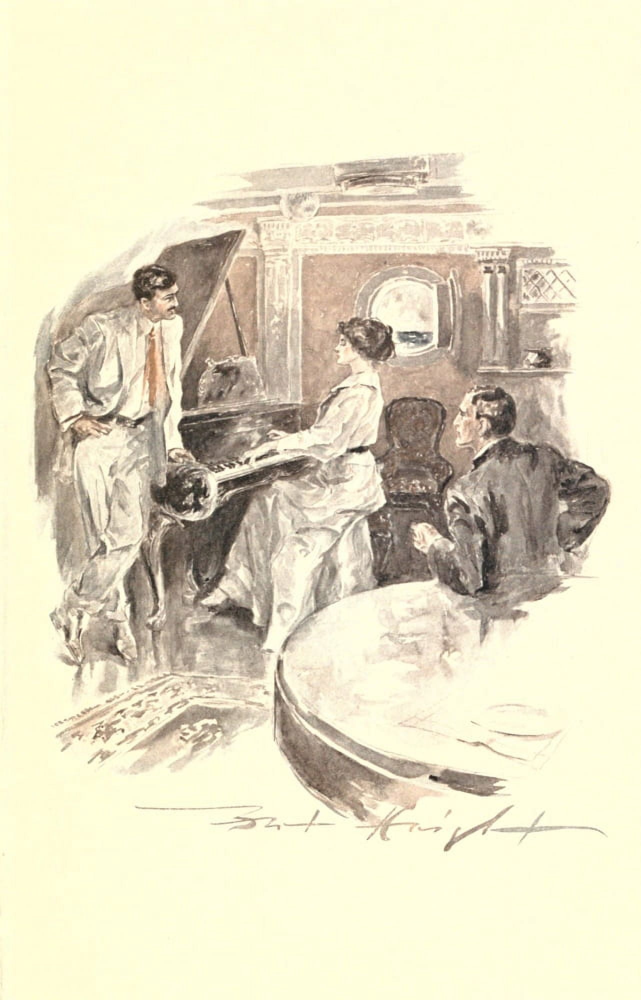 A Prisoner of the Sea c1908 Playing piano Canvas Art - Bert Knight (18 x 24)
