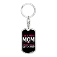 thumbnail image 1 of A Proud Mom of a Cute Child White Stainless Steel or 18k Gold Premium Swivel Dog Tag Keychain, 1 of 16