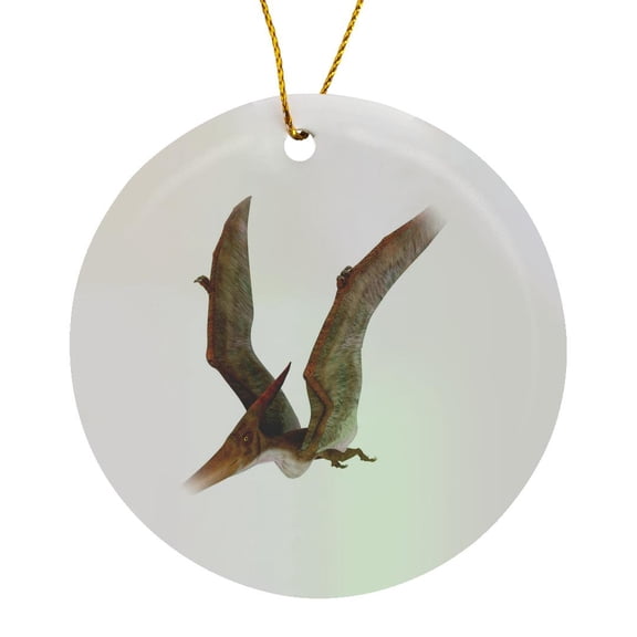 3drose, a Pteranodon Dinosaur Flying, Circle Porcelain Ornament