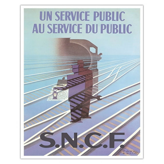 A Public Service at the Service of the Public (Un Service Public Au Service Du Public) - Vintage SNCF French Railway Poster by Paul Colin c.1947 - Fine Art Matte Paper Print (Unframed) 16x20in