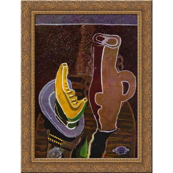 A Pumpkin 24x18 Gold Ornate Wood Framed Canvas Art by Georges Braque