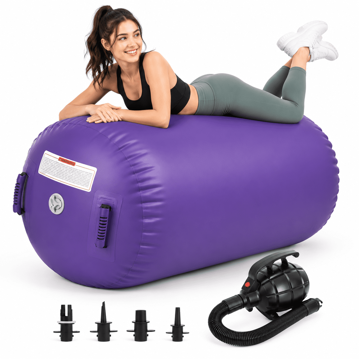 A Purple 47.2 x 29.5inch Inflatable Gymnastics Air Roller Tumbling Mat ...