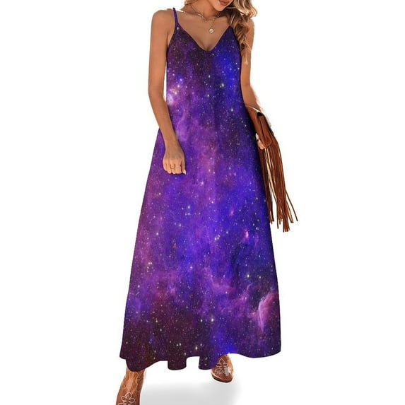 A Purple And Blue Nebula Sleeveless Dress Dresses Women Summer Women's Summer Clothing