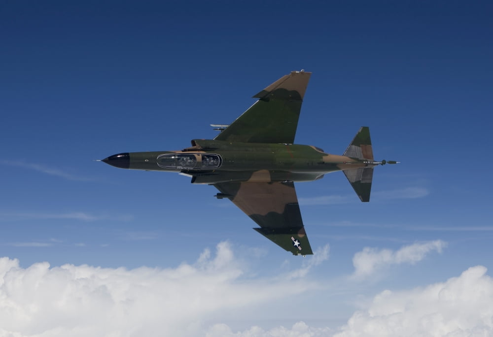 A QF-4E aircraft flies over the Gulf of Mexico Canvas Art - HIGH-G ProductionsStocktrek Images (18 x 12)