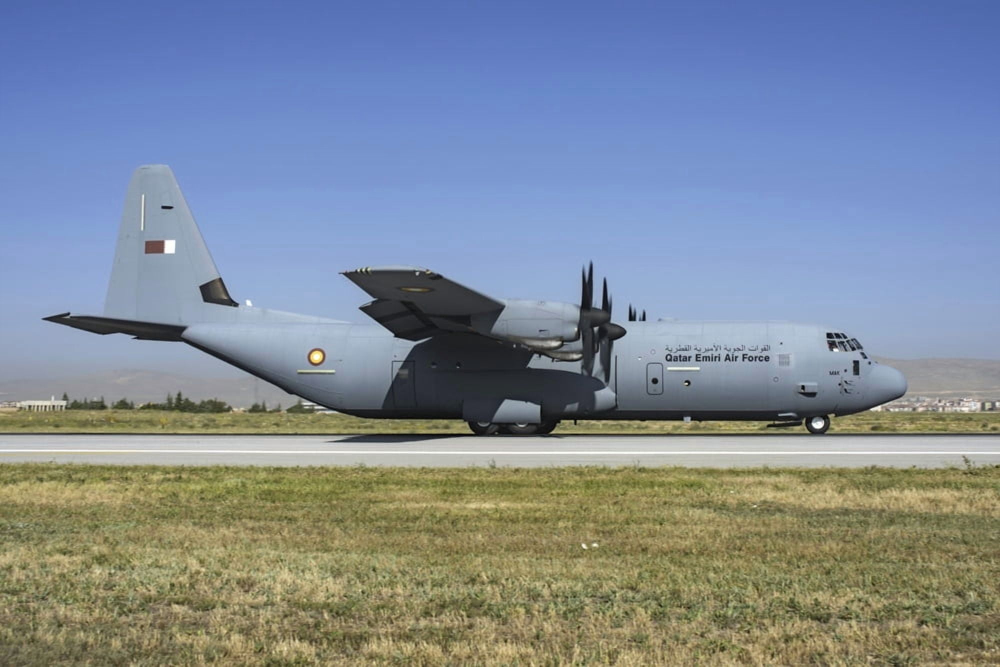 A Qatar Emiri Air Force C-130J-30 Hercules at Konya Air Base Turkey Canvas Art - Daniele FaccioliStocktrek Images (17 x 12)