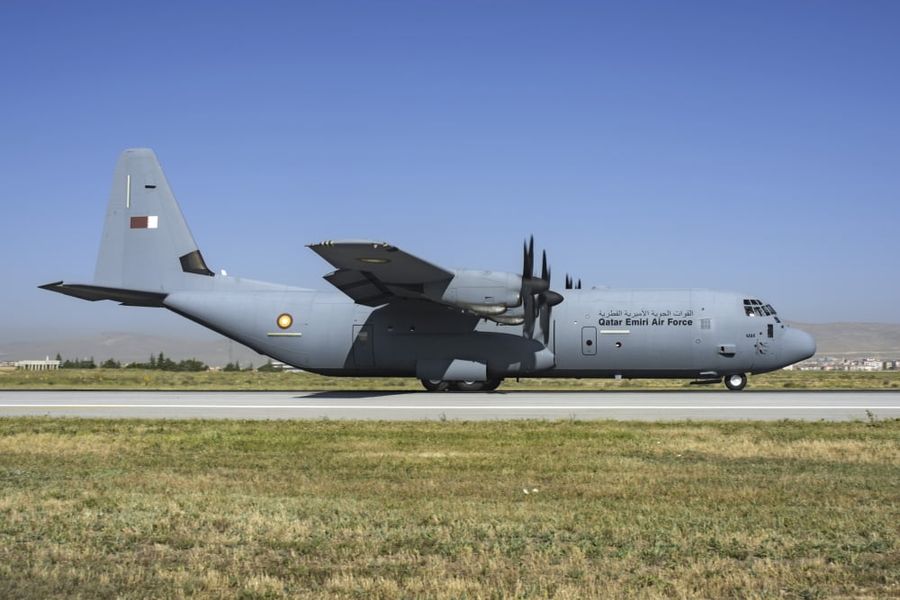 A Qatar Emiri Air Force C-130J-30 Hercules at Konya Air Base Turkey Canvas Art - Daniele FaccioliStocktrek Images (34 x 23)