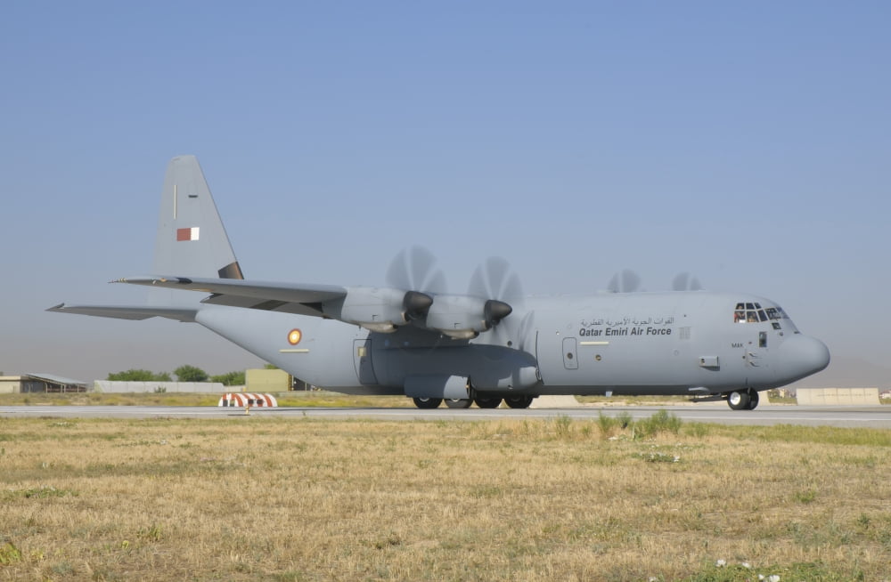 A Qatar Emiri Air Force C-130J at Konya Air Base Turkey Canvas Art - Giovanni CollaStocktrek Images (18 x 12)