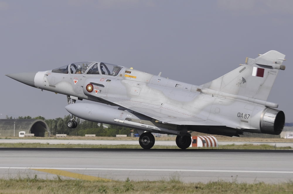 A Qatar Emiri Air Force Mirage 2000-5DDA landing at Konya Air Base Canvas Art - Giorgio CiariniStocktrek Images (17 x 12)
