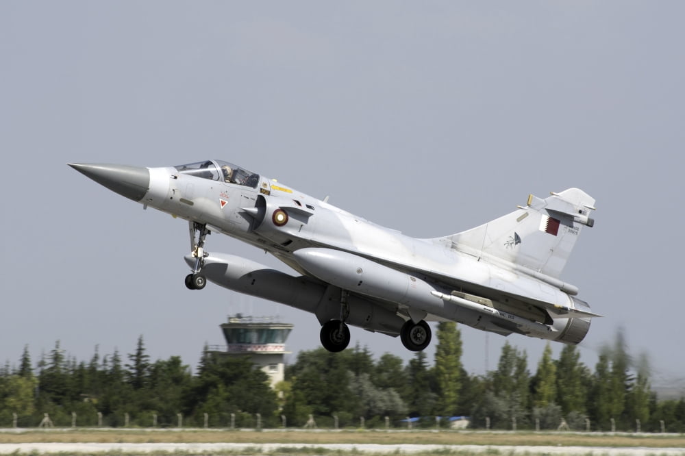 A Qatar Emiri Air Force Mirage 2000-5EDA5DDA Canvas Art - Daniele FaccioliStocktrek Images (34 x 23)