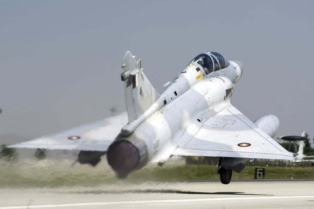 A Qatar Emiri Air Force Mirage 2000-5EDA5DDA taking off Canvas Art - Daniele FaccioliStocktrek Images (17 x 12)