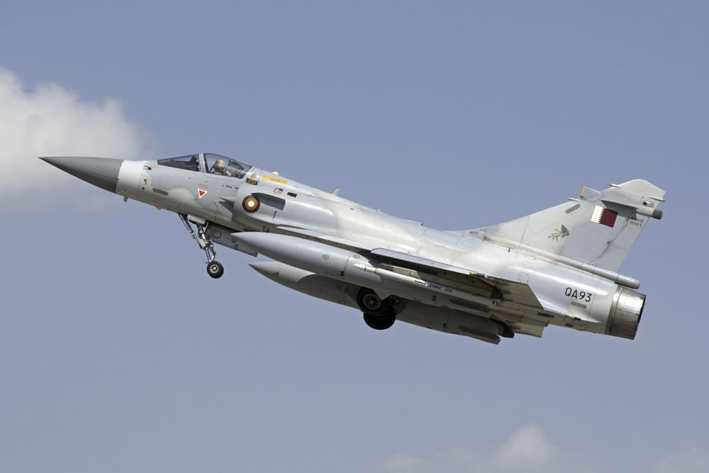 A Qatar Emiri Air Force Mirage 2000-5EDA5DDA taking off Canvas Art - Daniele FaccioliStocktrek Images (17 x 12)