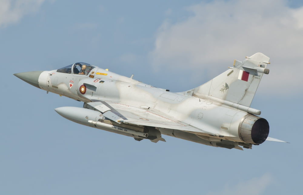 A Qatar Emiri Air Force Mirage 2000 in flight Canvas Art - Giovanni CollaStocktrek Images (18 x 12)
