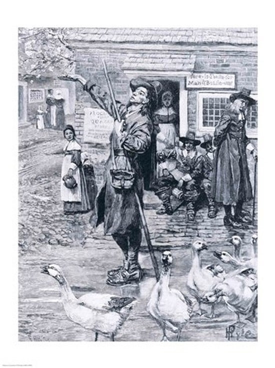 A Quaker Exhorter in New England illustration from The Second Generation of Englishmen in America Canvas Art - Howard Pyle (24 x 36)