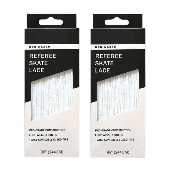 A&R Sports 2 Pack (2 Pairs) Hockey Referee NON-WAXED Skate Laces | Solid White