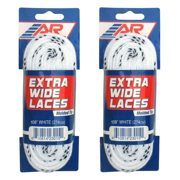 A&R Sports 2 Pair Pack Extra Wide (1/2") WAXLESS Molded-Tip Hockey Skate Laces
