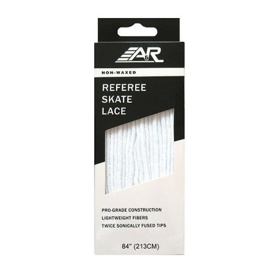 A&R Sports Dozen Pack (12 Pairs) Hockey Referee Non-Waxed Skate Laces, White (84")