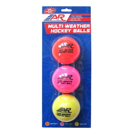 A&R Sports Low Bounce Multi Weather Hockey Balls 3-Pack