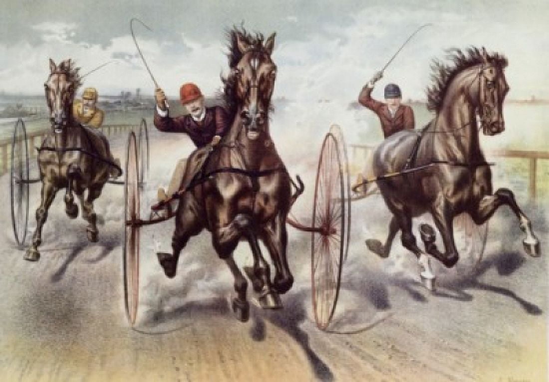 A Race For Blood Currier & Ives (1834-1907 American) Canvas Art - Currier & Ives (18 x 24)