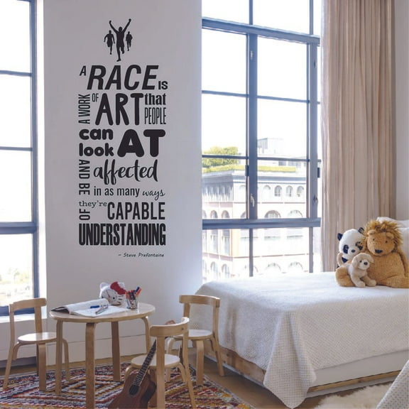 A Race Is Work Of Art Marathon Running Motivation Quote Wall Sticker Art Decal for Girls Boys Room Bedroom Gym Studio Garage House Fun Home Decor Stickers Wall Art Vinyl Decoration Size (40x35 inch)