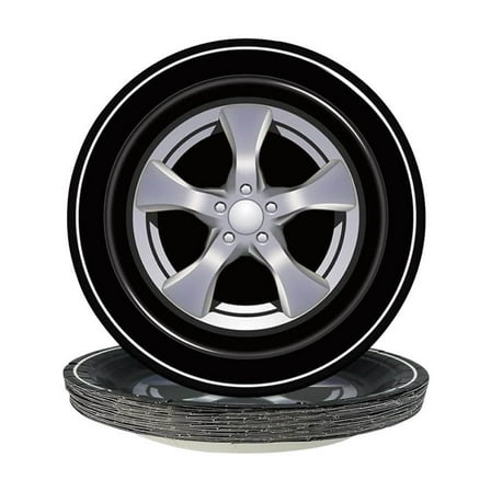A Racing Party Dinner Paper Plates 7 Inch 20 Count Tire Track Theme Disposable Tableware Set For Kids Birthday Sports Themed Party Supplies Plates Only No Cutlery