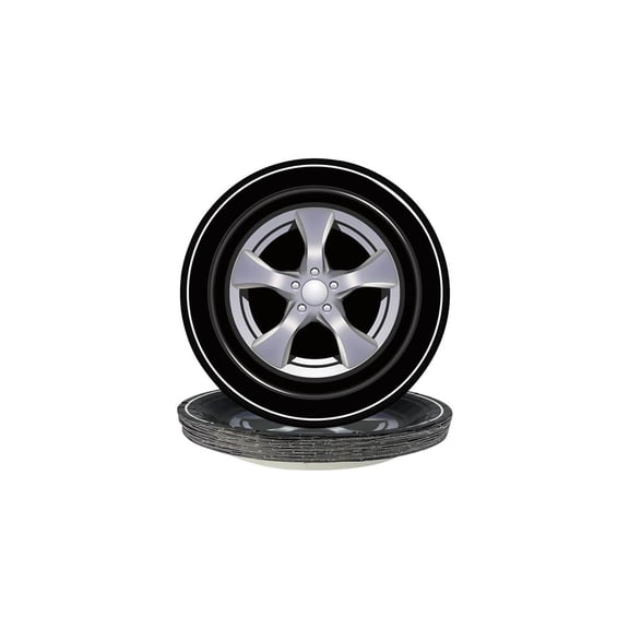 A Racing Party Dinner Paper Plates 7 Inch 20 Count Tire Track Theme Disposable Tableware Set For Kids Birthday Sports Themed Party Supplies Plates Only No Cutlery
