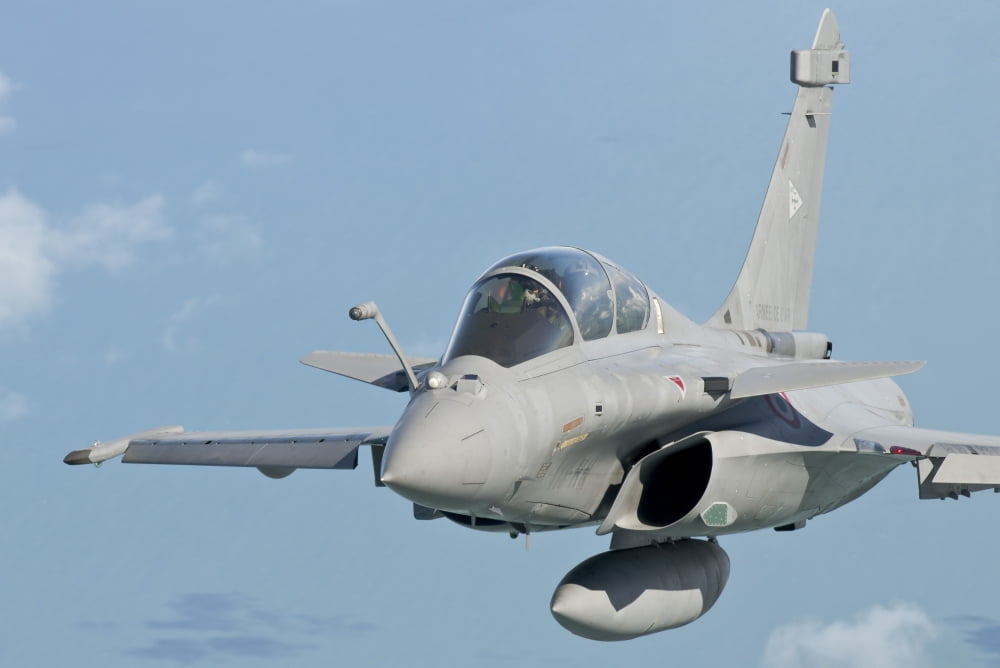 A Rafale B of the French Air Force in flight over Brazil Canvas Art - Giovanni CollaStocktrek Images (35 x 23)