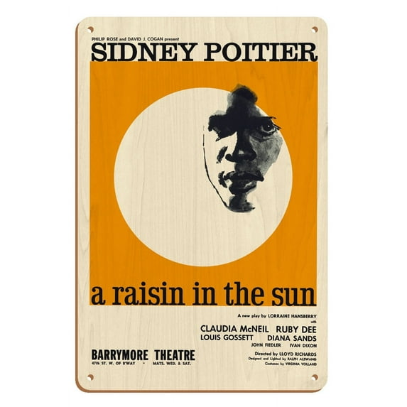 A Raisin in the Sun - Starring Sidney Poitier and Claudia McNeil - Vintage Broadway Poster c.1959 - 8 x 12 inch Vintage Wood Art Sign